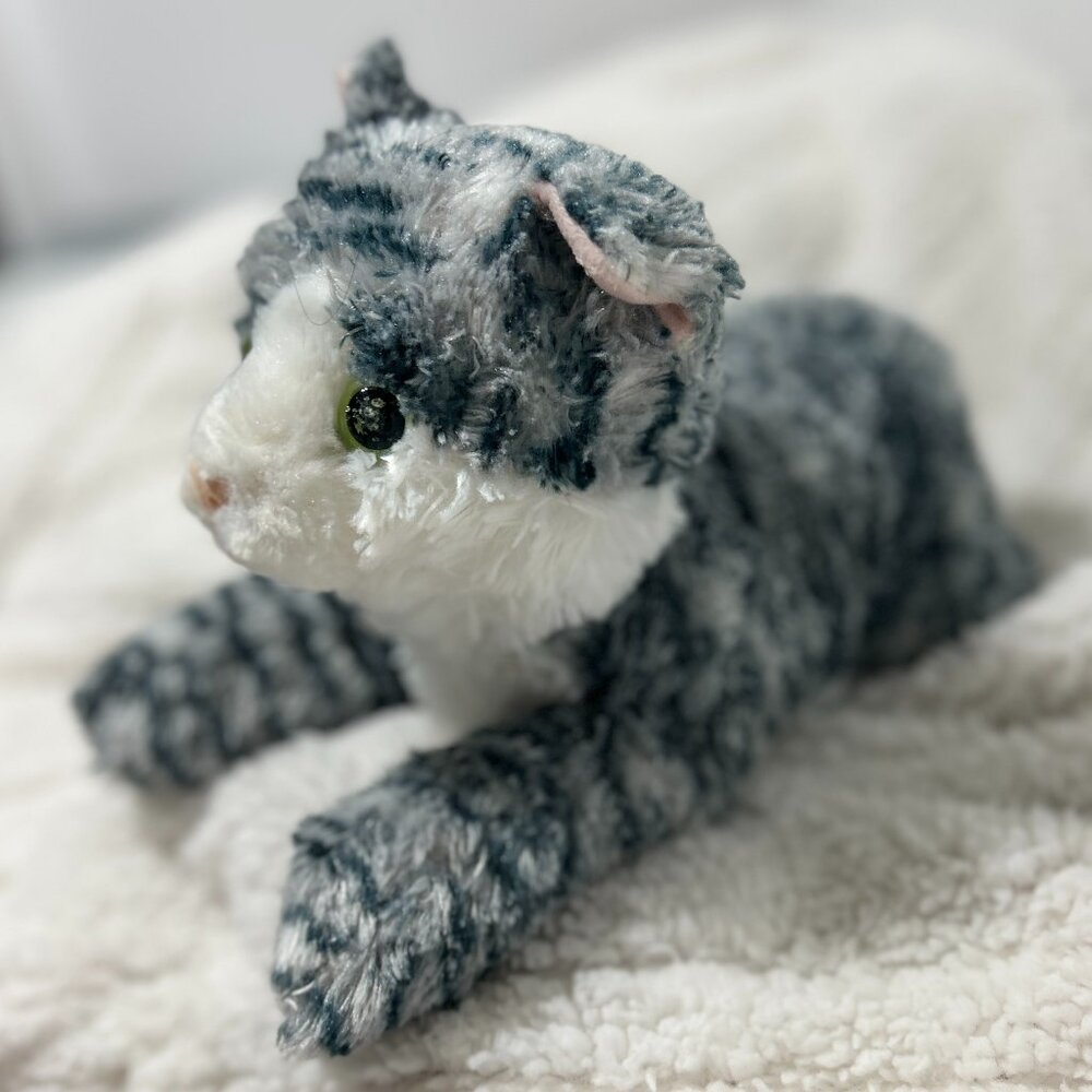 Aurora Lily Flopsie Cat Plush | Gray White Tabby Kitten | Cuddly Stuffed Animal
